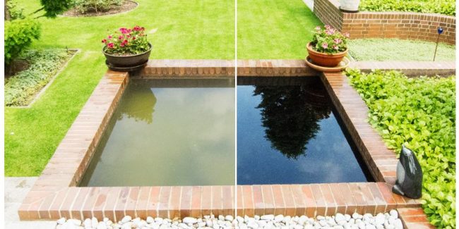 Before and after the application of Dyofix Pond Black