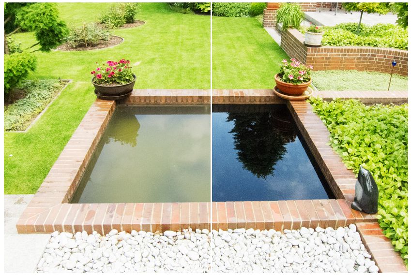 Before and after the application of Dyofix Before and after the application of Dyofix Pond Black