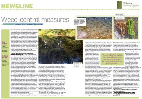 PDF of an article about aquatic weed control at Lenches Lakes in Worcestershire