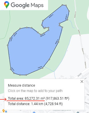 Measure area using Google Maps